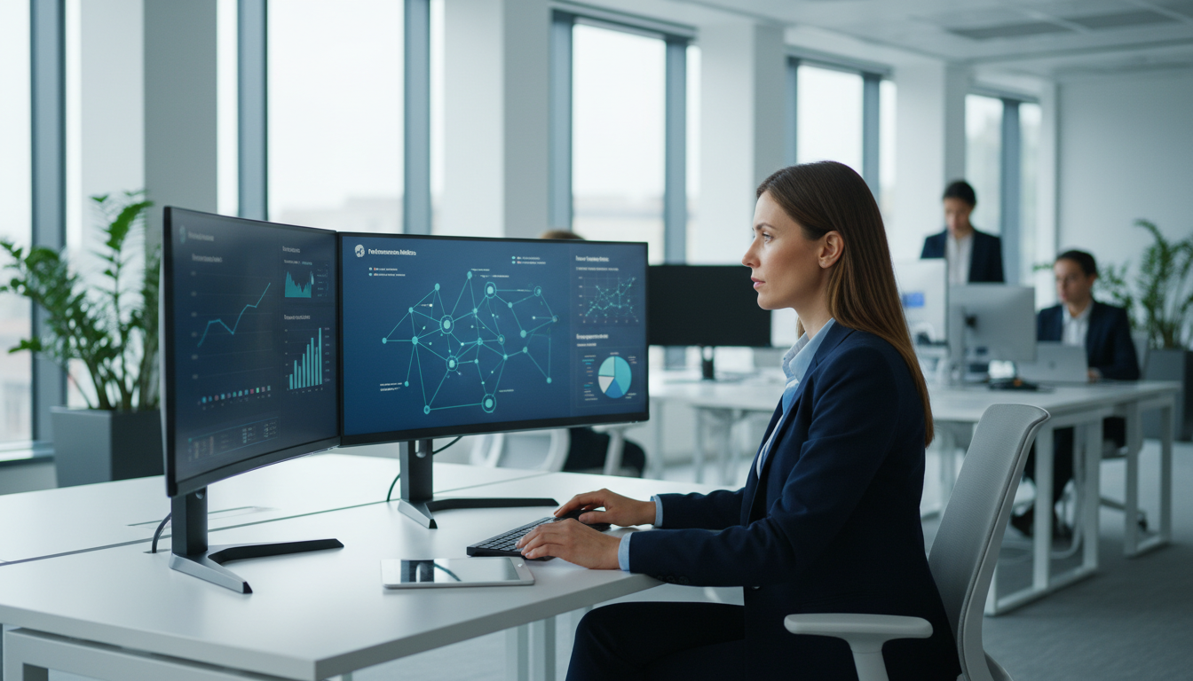 Сравнение и выбор ИИ-платформы для бизнеса на экране ноутбука