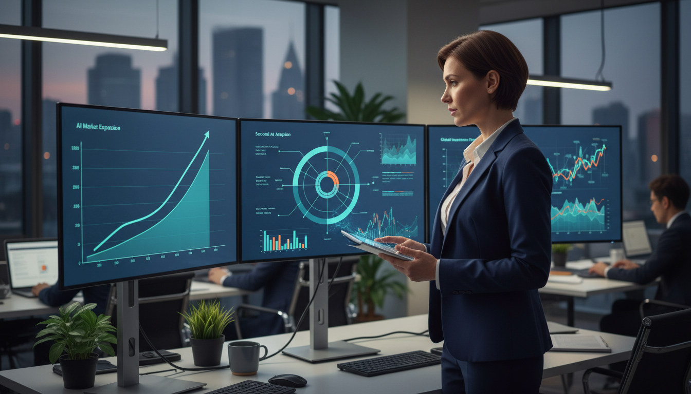 Рост рынка AI технологий — графики и данные на экране