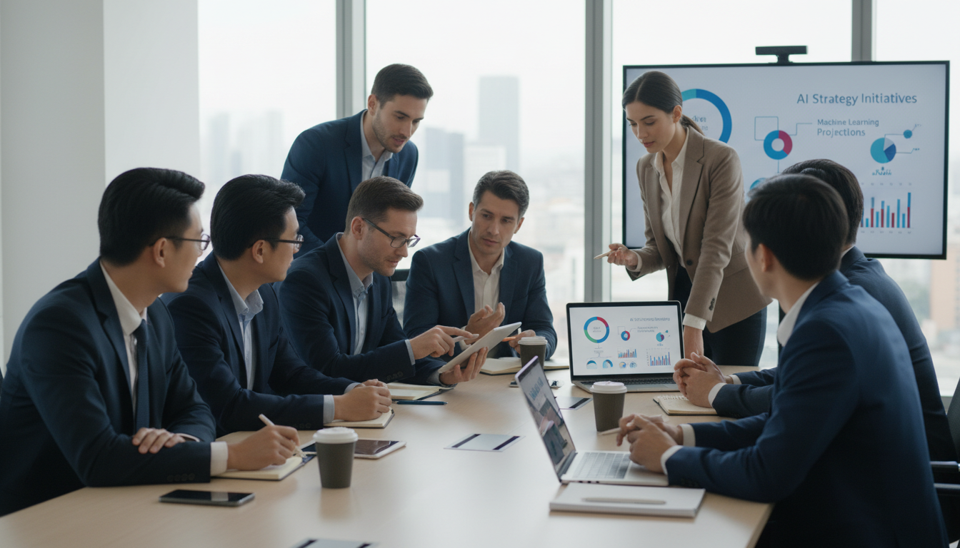 Внедрение ИИ в корпоративные финансы — команда специалистов обсуждает стратегию трансформации