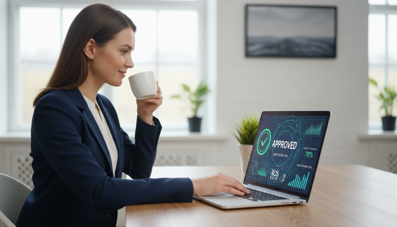 ИИ-скоринг в банке — автоматическое принятие кредитных решений на экране ноутбука