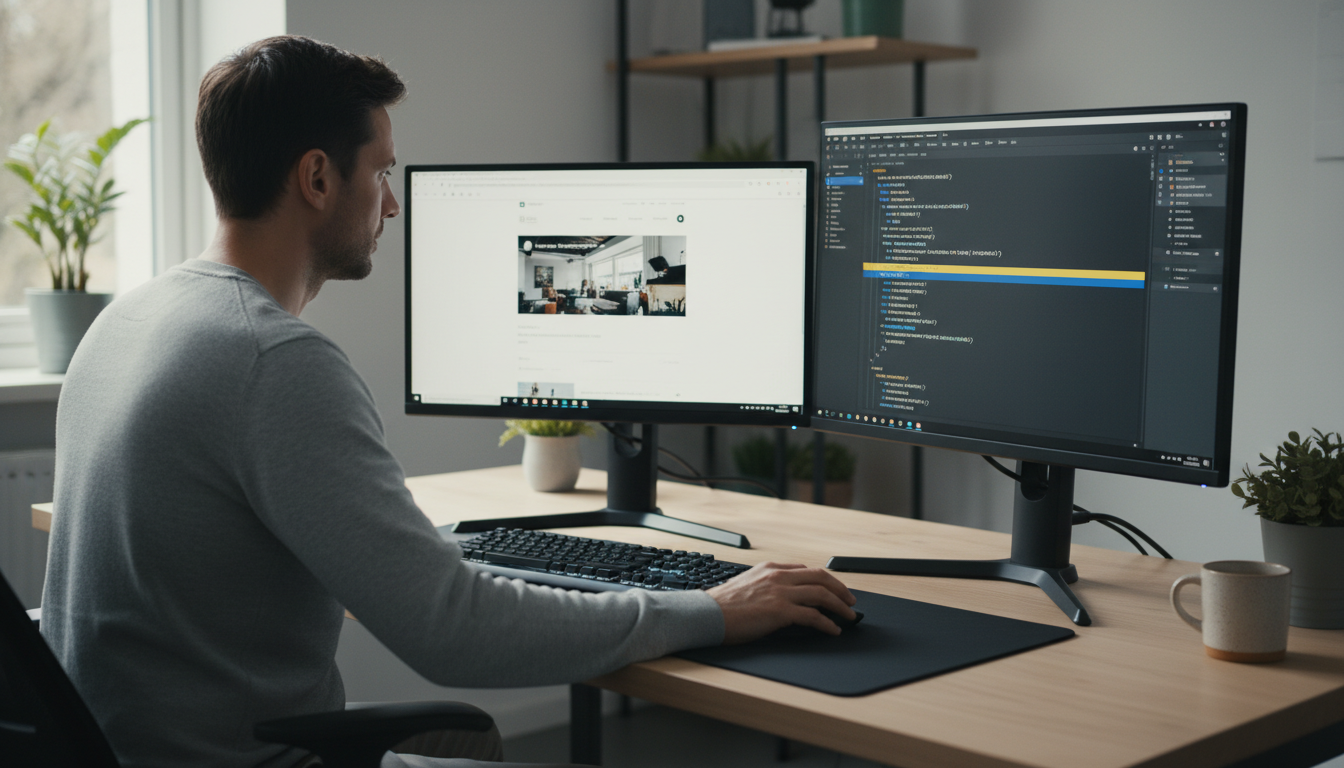 Разработчик использует инструменты DevTools в браузере для диагностики ошибок HTML-разметки