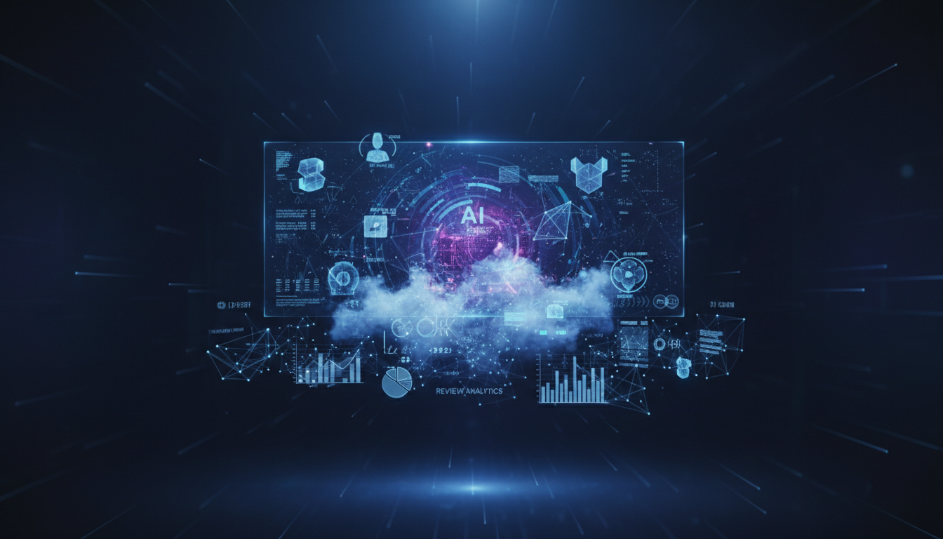 Футуристичная визуализация ИИ-агента управляющего репутацией бренда