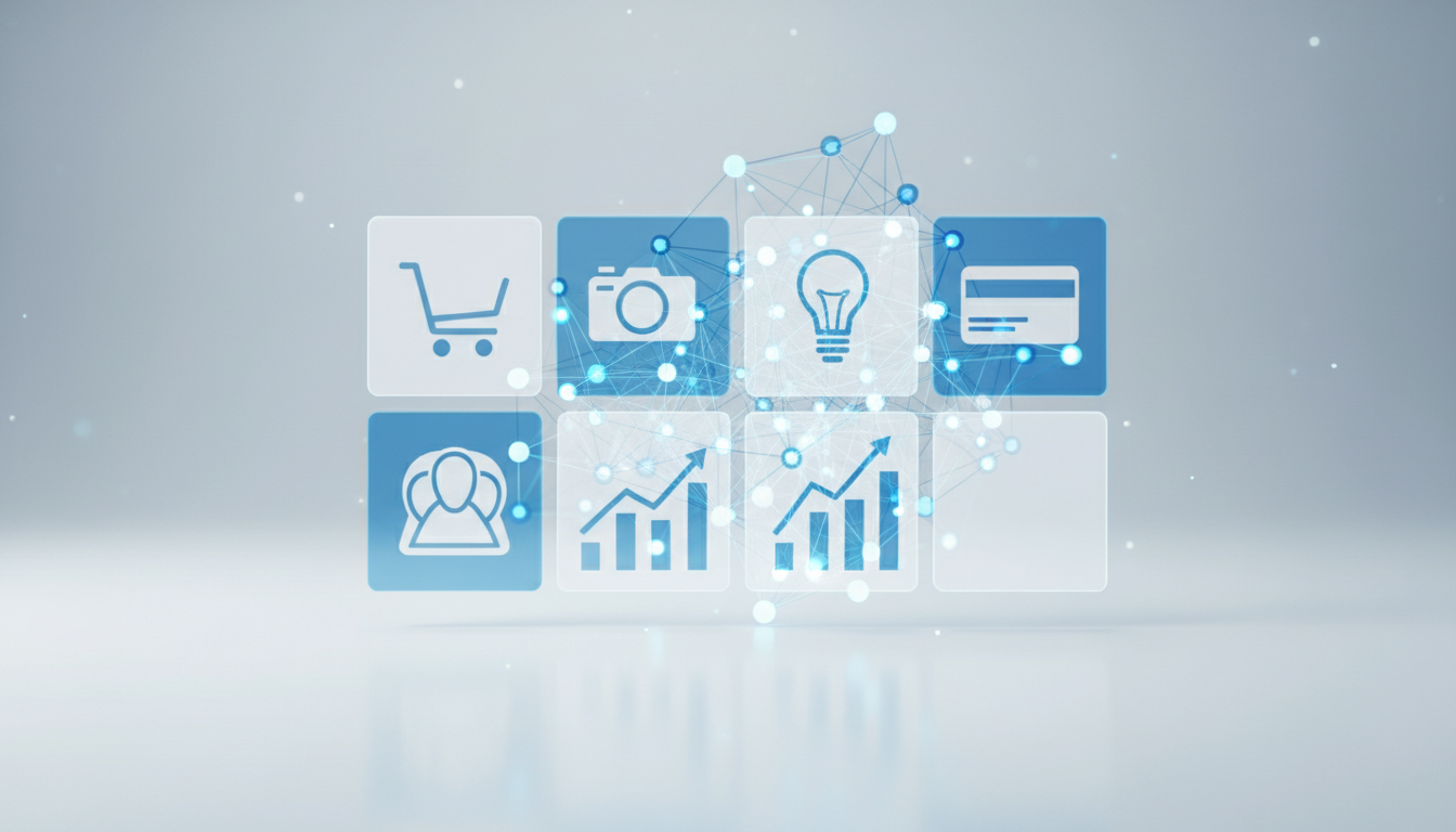 Визуализация алгоритма искусственного интеллекта, анализирующего категории товаров и данные о продажах