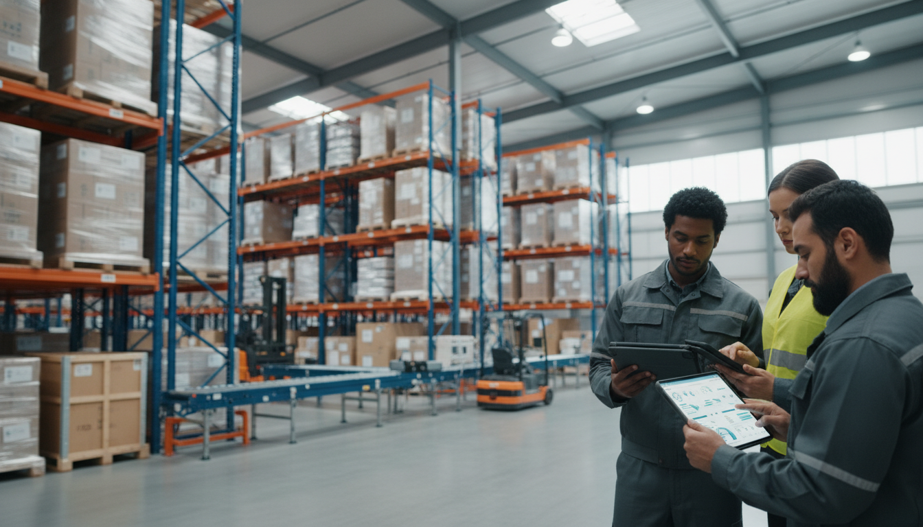 Команда аналитиков изучает результаты ИИ-прогнозирования на складе