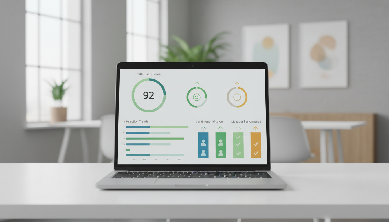 Интерфейс дашборда речевой аналитики с оценками звонков и статистикой менеджеров