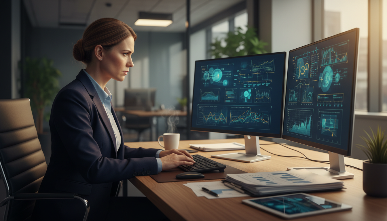 Аудитор проверяет результаты работы ИИ-системы на экране