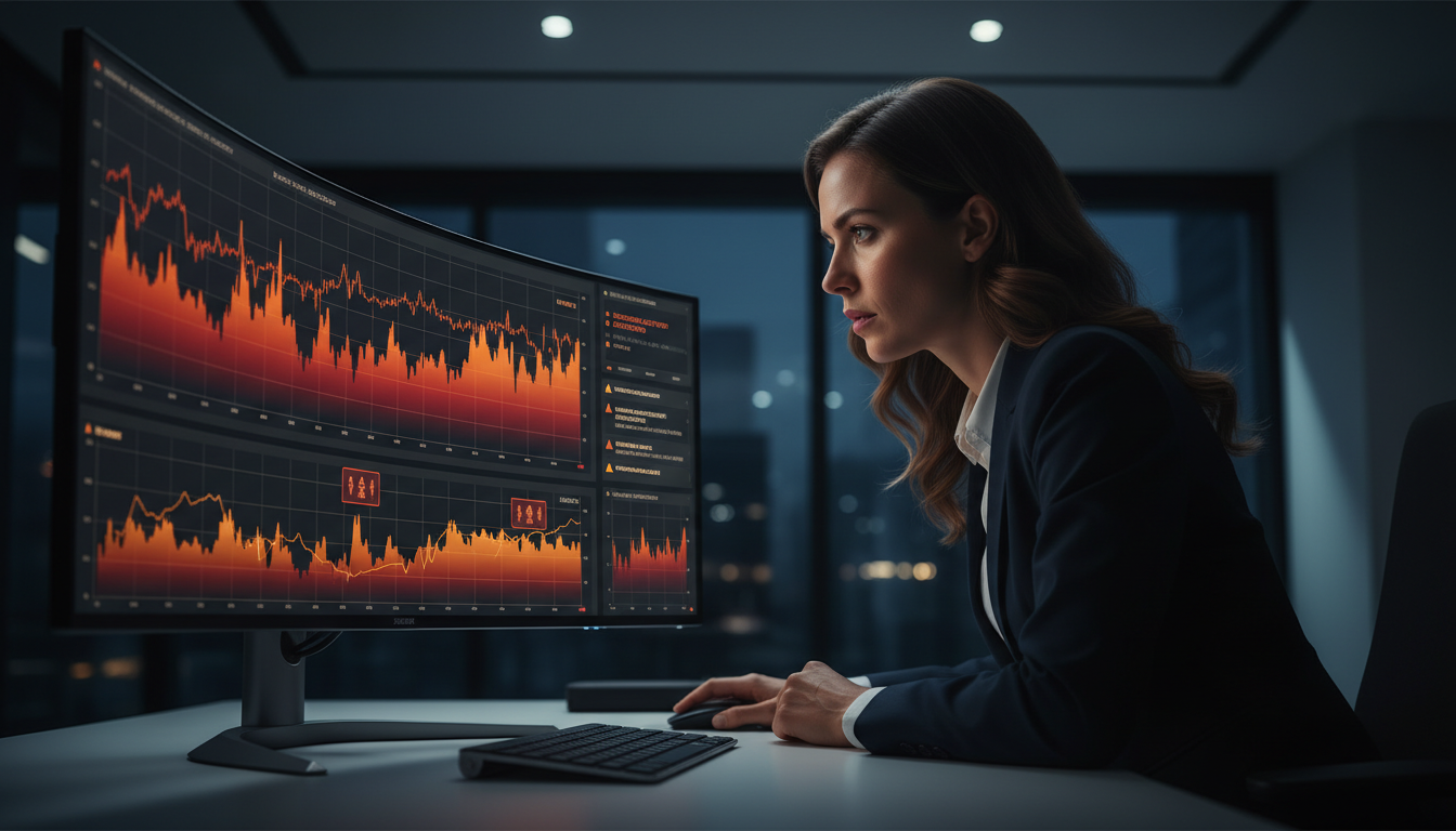 Предупреждение о рисках ИИ в финансовом прогнозировании — аналитик изучает аномалии в данных