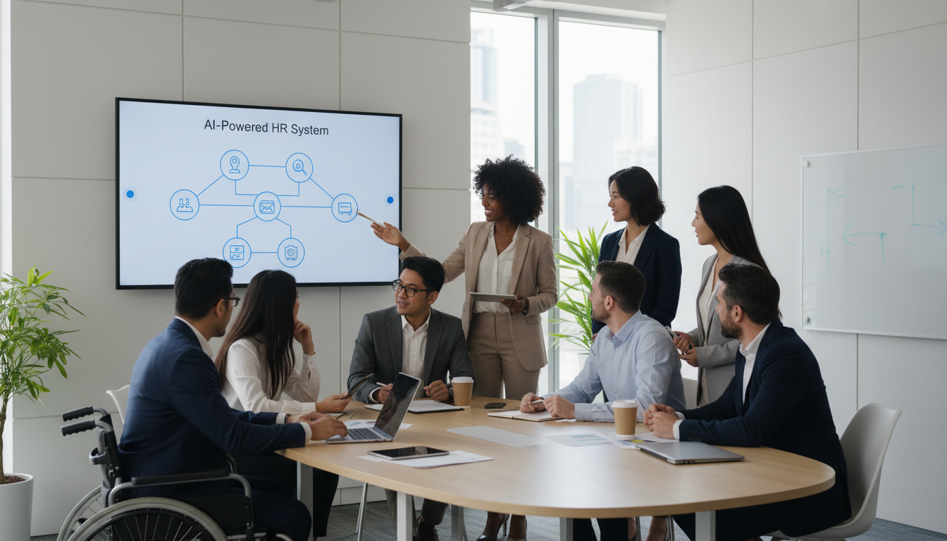 Команда HR и IT специалистов обсуждает внедрение системы прогнозирования увольнений