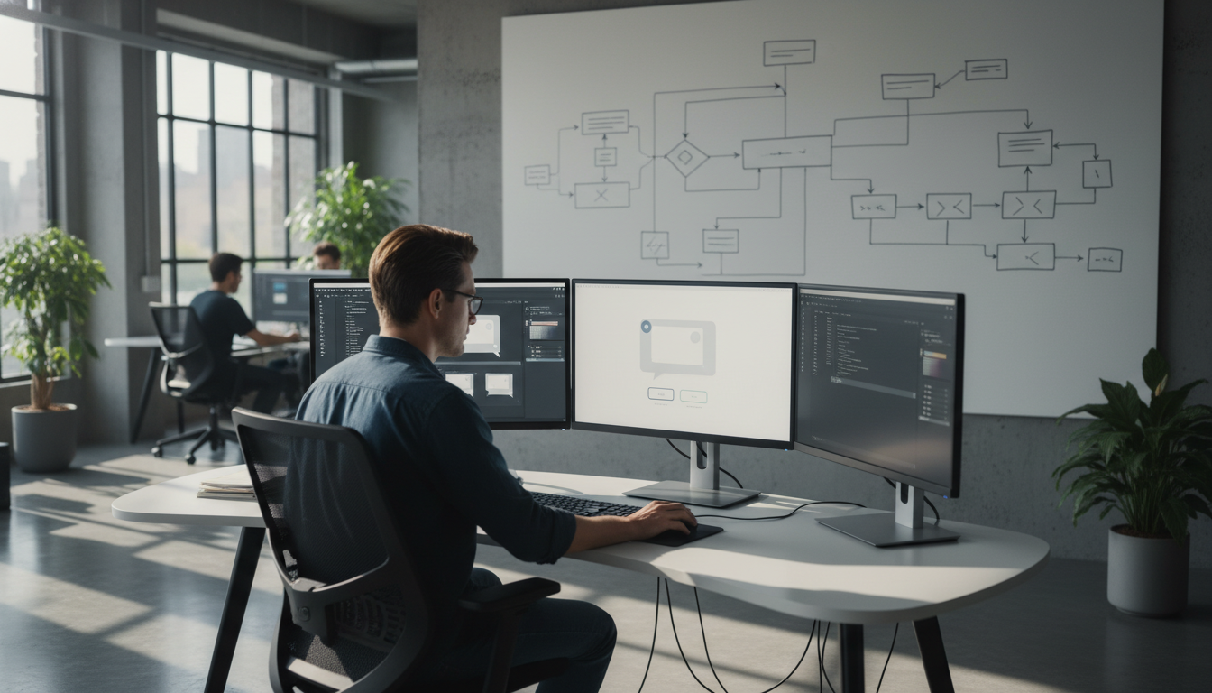 Процесс разработки образовательного чат-бота: схема этапов на доске или экране