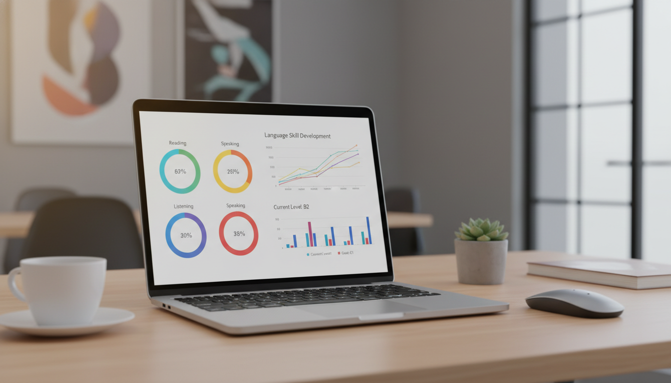 Адаптивный учебный план на экране с графиками прогресса и данными обучения