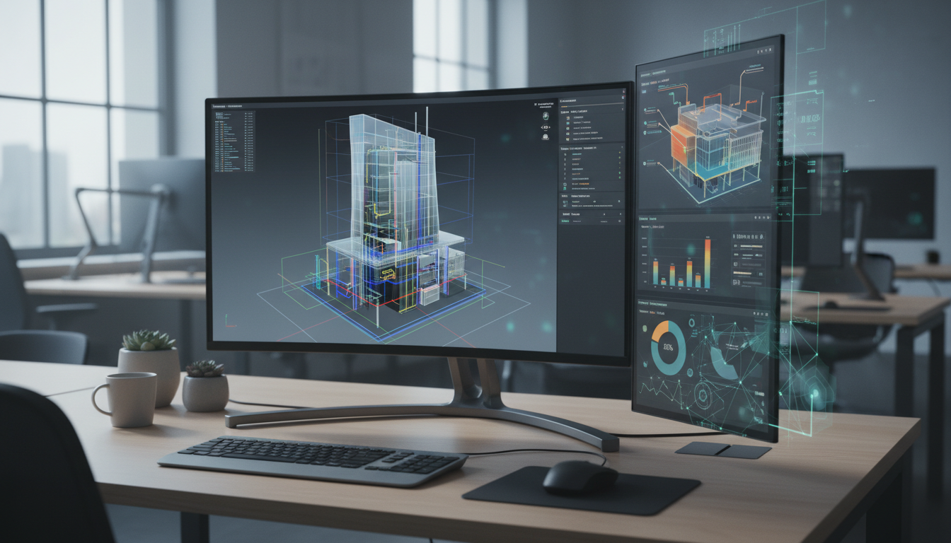 Интеграция ИИ с BIM-системой — трёхмерная модель здания с подключёнными данными