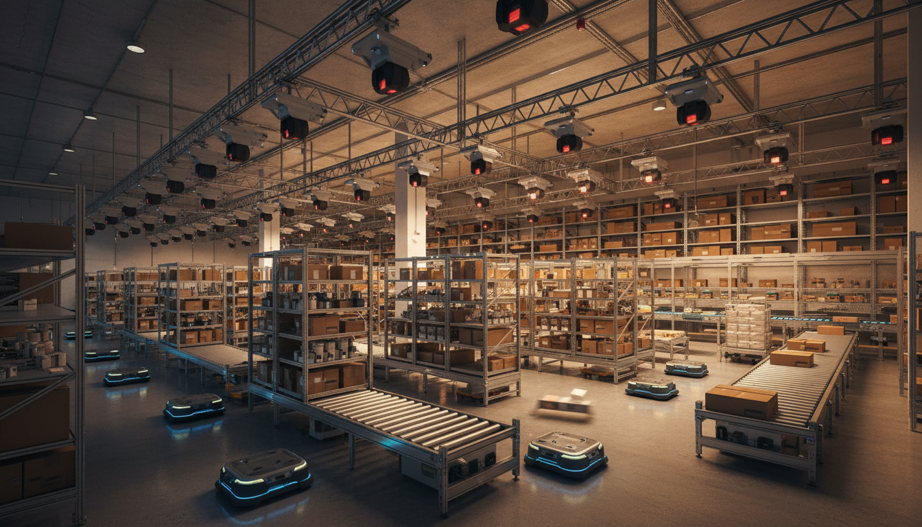 Автоматизированный склад с роботами и системой компьютерного зрения на базе ИИ