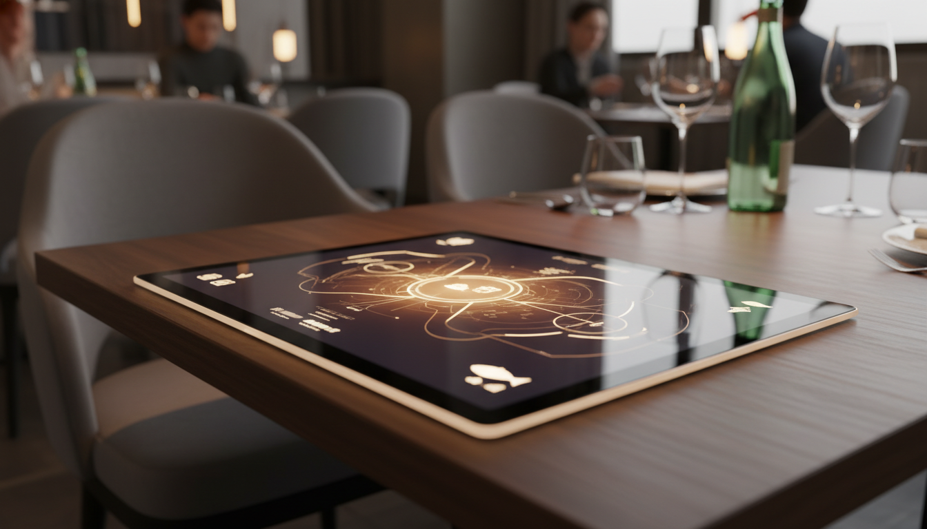 Цифровое интерактивное меню ресторана с персонализированными рекомендациями на экране