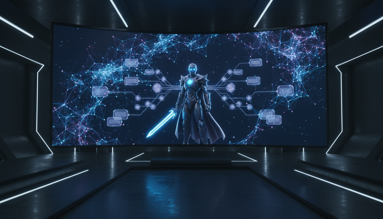 Трёхмерный персонаж NPC с визуализацией диалогового дерева и нейросетевого поведения