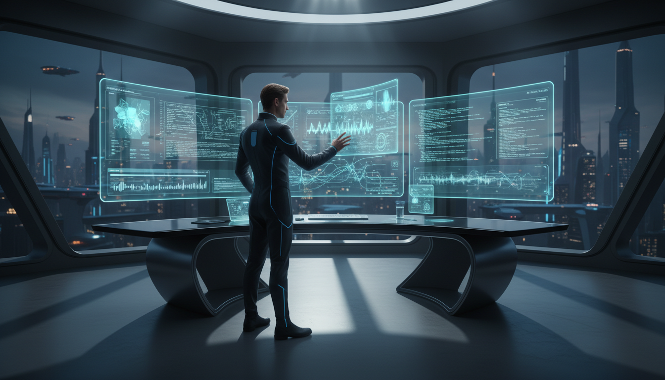 Концептуальная иллюстрация AI-агента, автоматически создающего рекламный контент