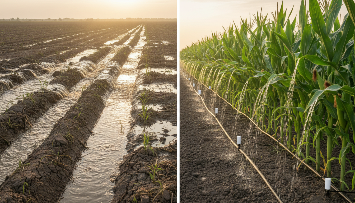Сравнение традиционного и интеллектуального орошения: экономия воды и рост урожая