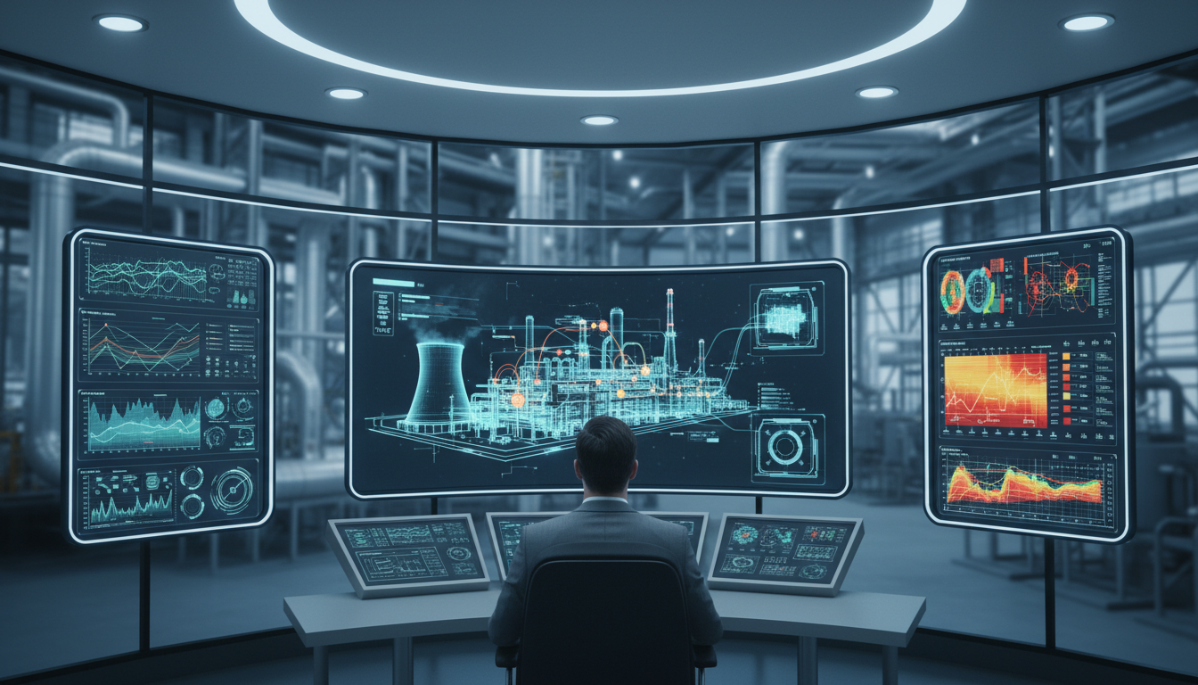 Цифровой двойник энергосистемы промышленного предприятия на мониторе оператора