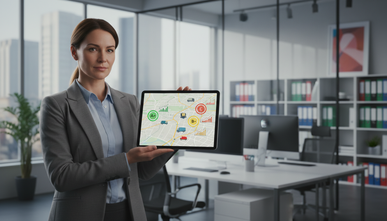 Мониторинг корпоративного автопарка с помощью ИИ-телематики на планшете менеджера