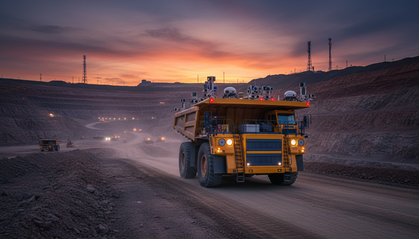 Автономный самосвал без водителя на горнодобывающем предприятии с системами искусственного интеллекта