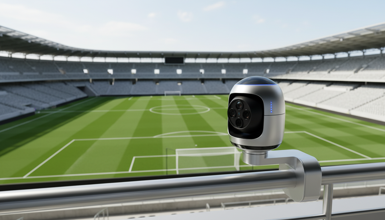 Автономная камера Pixellot на стадионе снимает футбольный матч без оператора