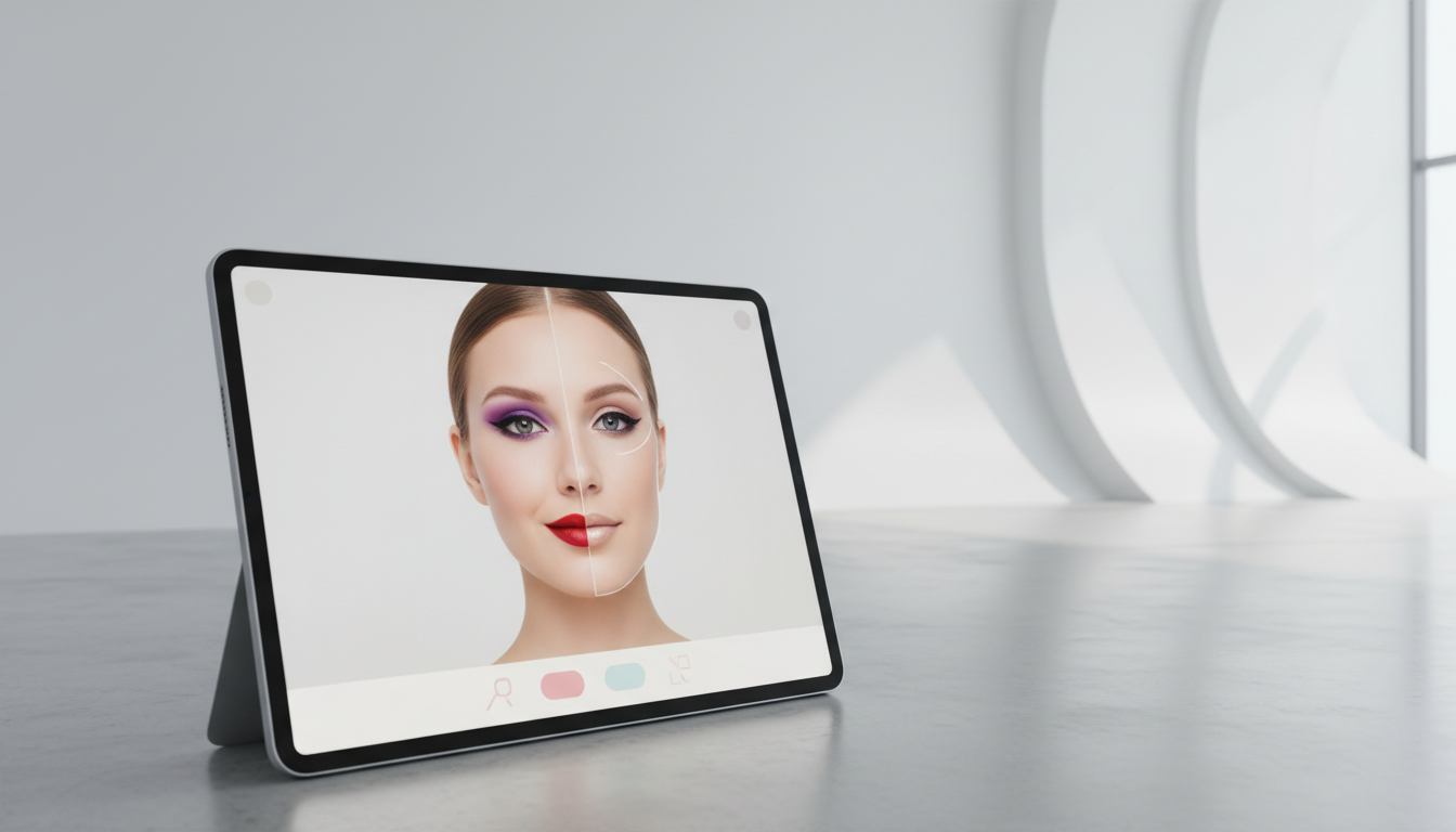 Таблица AI-инструментов для подбора косметики — интерфейс приложения виртуальной примерки