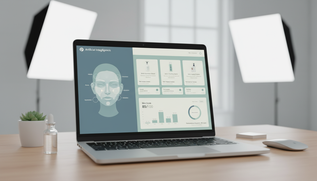 Интерфейс ИИ-диагностики кожи на сайте косметического бренда
