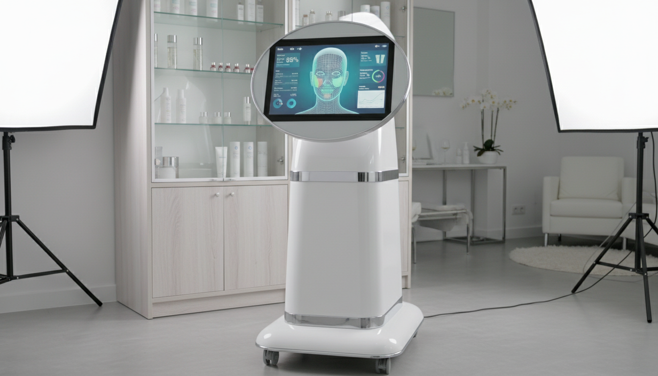 Аппарат для ИИ-диагностики кожи лица в косметологическом кабинете