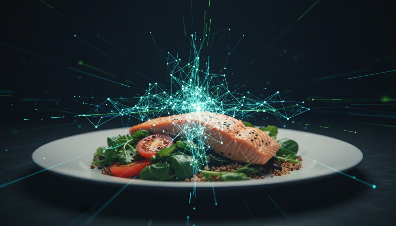 Визуализация нейронной сети, анализирующей изображение блюда и распознающей ингредиенты